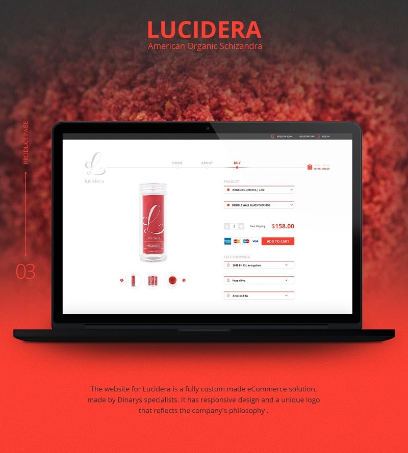 Один из наших проектов на WooCommerce это создание онлайн магазина для компании Lucidera, специализирующейся на продаже экстракта лимонника